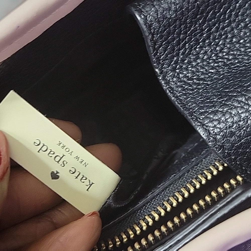 KATE SPADE BLACK SOFT PINK TRIM LEATHER BAG EUC - Picture 12 of 16